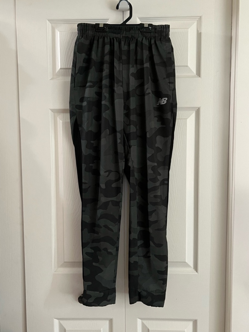 New Balance Black Elastic Waist Joggers with Camo Texture